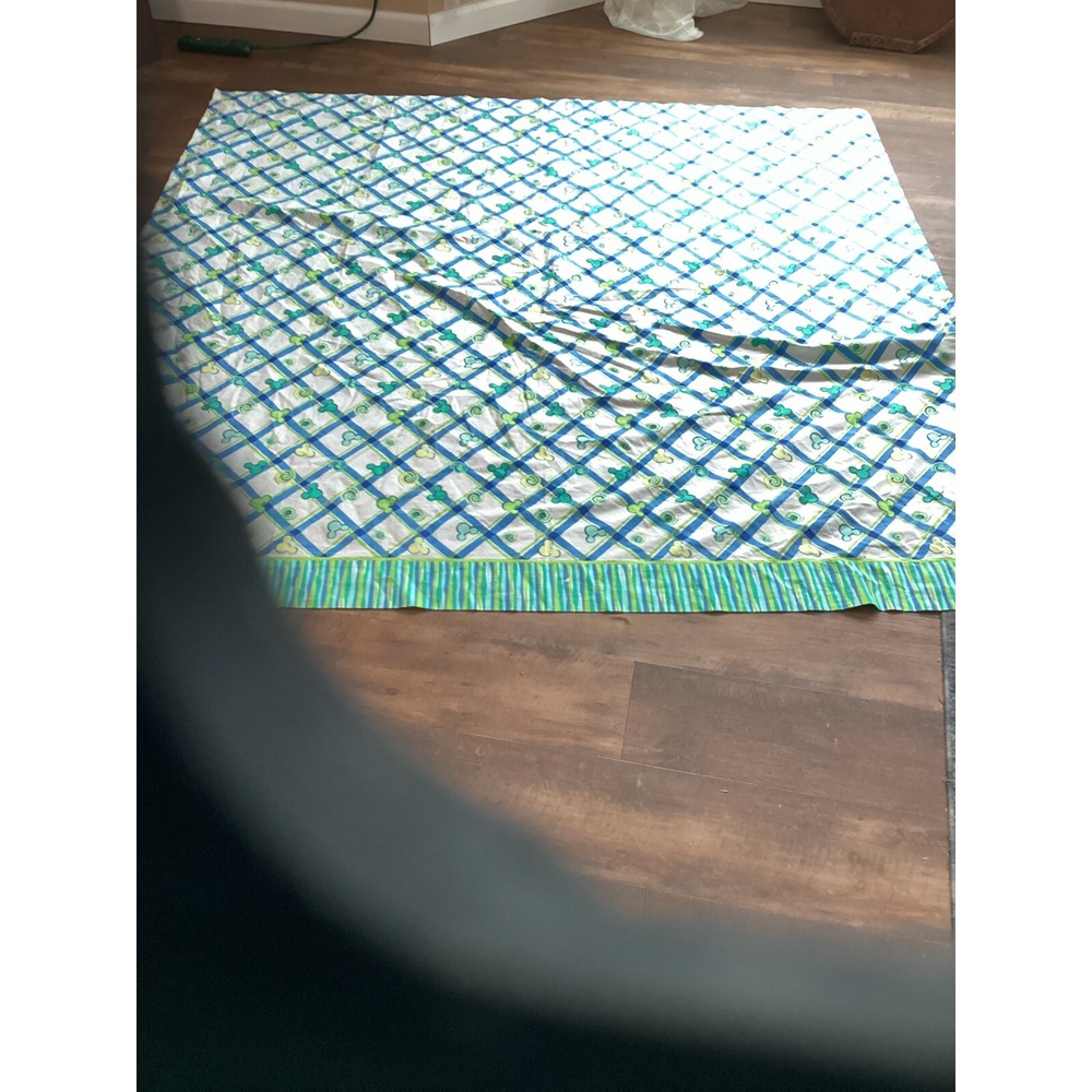Walt Disney World Mickey Mouse Fabric Shower Curtain    (Green & Blue)